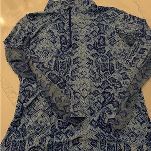 IBKUL Women's Long Sleeve Tee - Blue Pattern